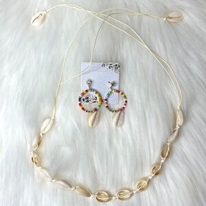 Puka Shell Choker Necklace and Earrings